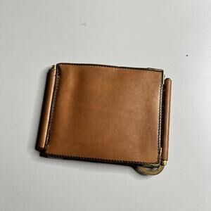 80s Leather Money Clip Wallet Mens‎ Small Brown Bifold Folding Minimalist Slim